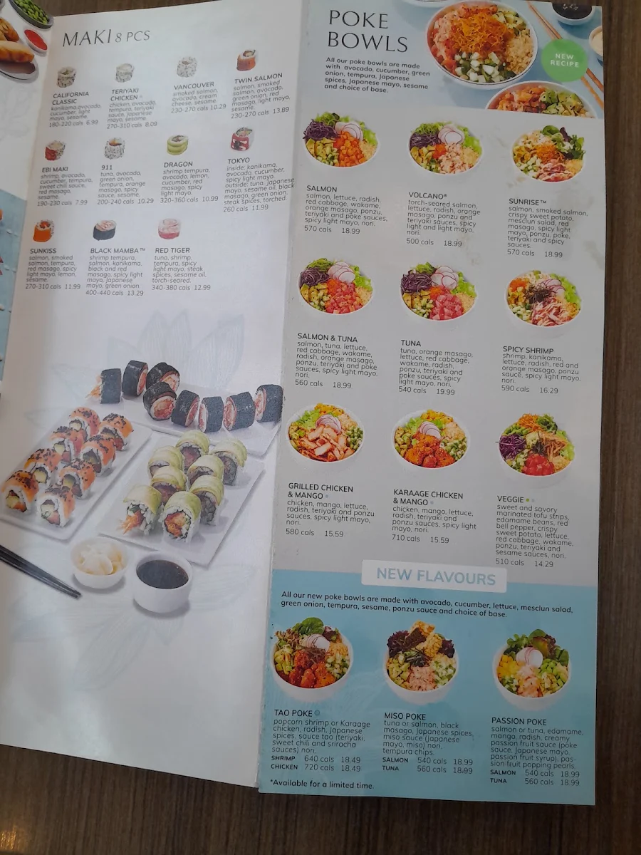 Menu, Sushi Shop Winnipeg
