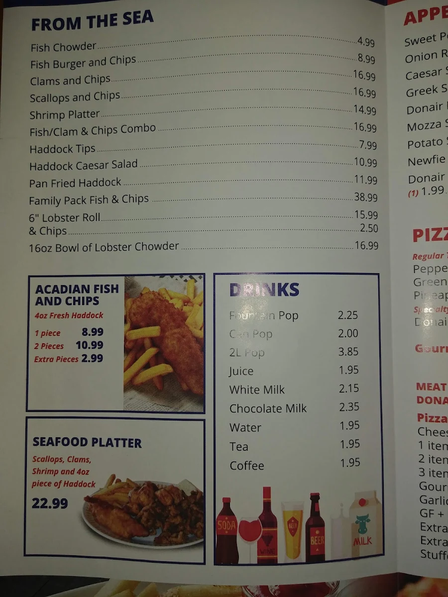 Menu, Acadian Fish and Chips & Enzo Pizzeria - Hammonds Plains
