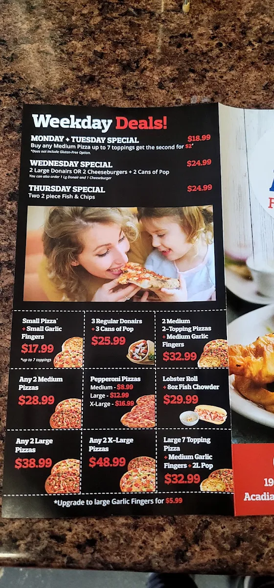 Menu, Acadian Fish and Chips & Enzo Pizzeria - Hammonds Plains