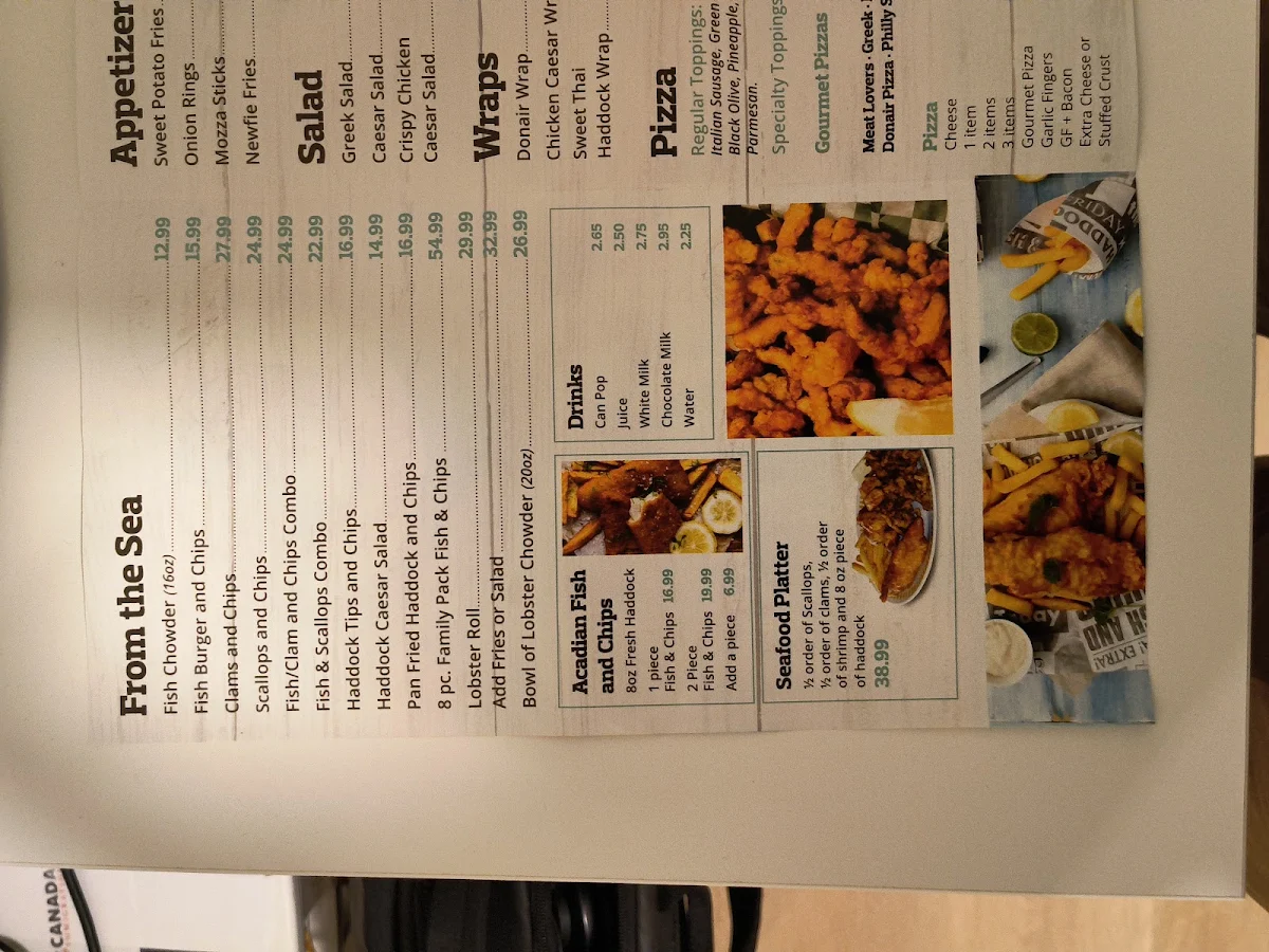 Menu, Acadian Fish and Chips & Enzo Pizzeria - Hammonds Plains