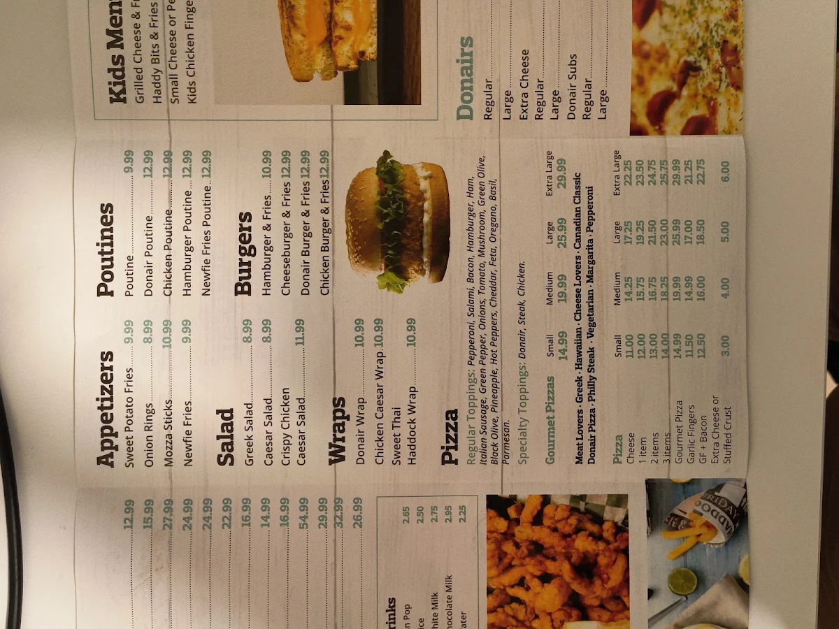 Menu, Acadian Fish and Chips & Enzo Pizzeria - Hammonds Plains