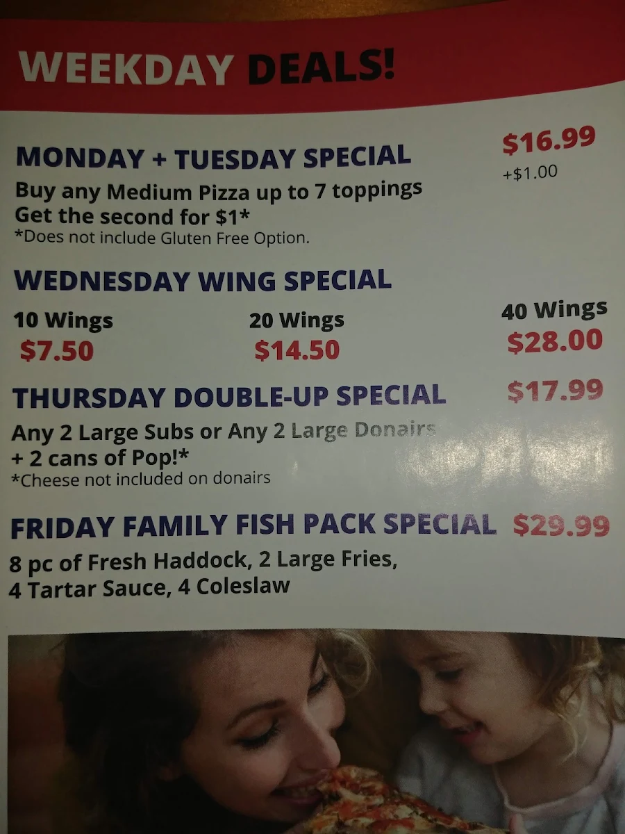 Menu, Acadian Fish and Chips & Enzo Pizzeria - Hammonds Plains