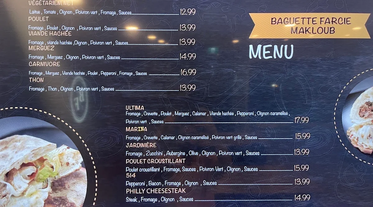 Menu, La baguette Farcie