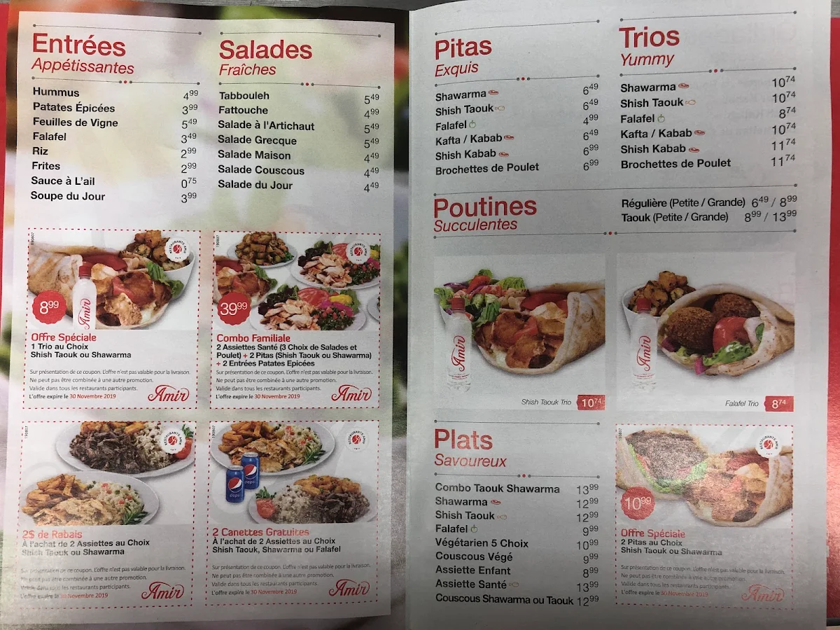 Menu, Amir