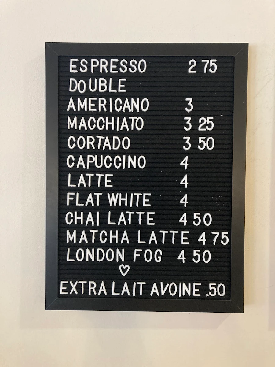 Menu, Café de la 3e