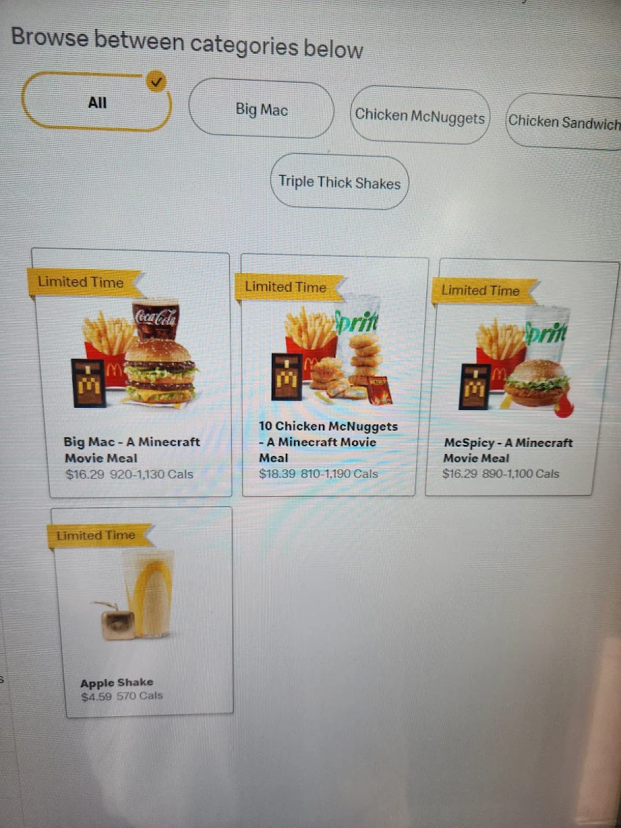 Menu, McDonald's
