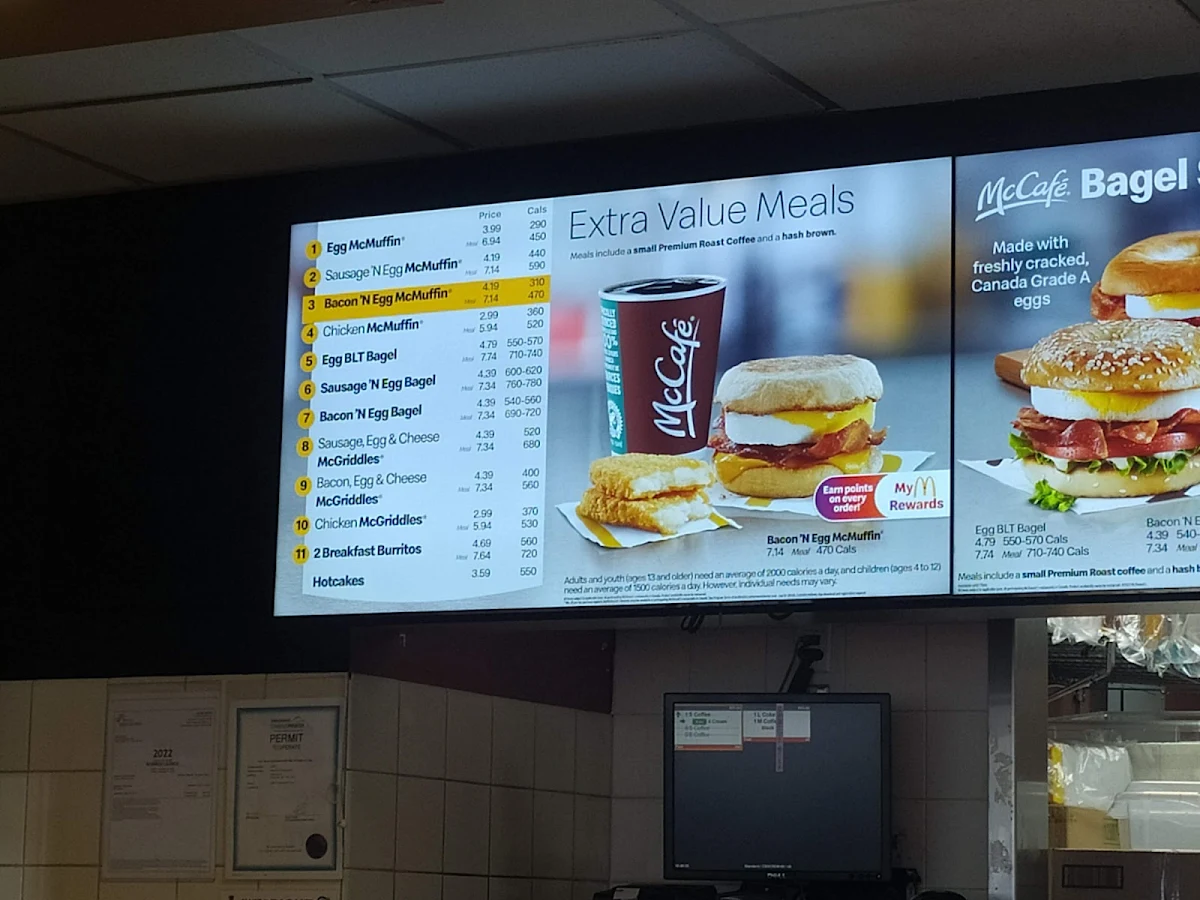 Menu, McDonald's