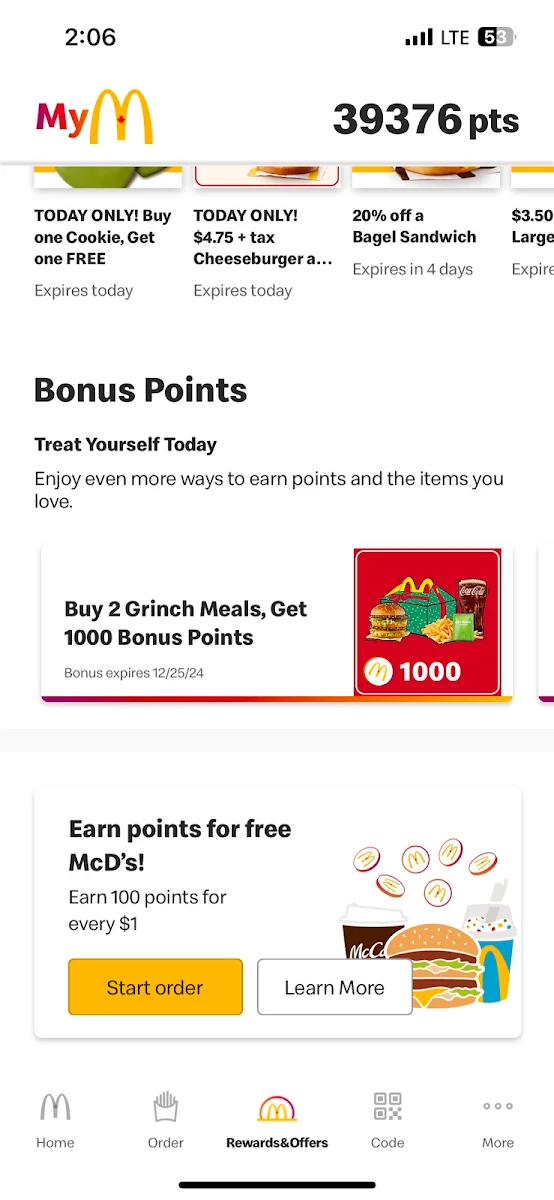 Menu, McDonald's