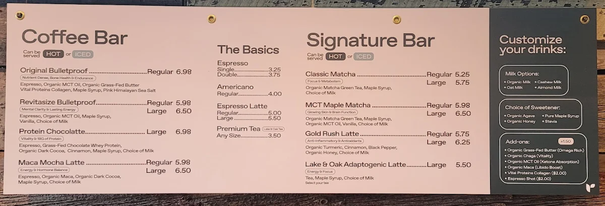 Menu, Revitasize - Markham