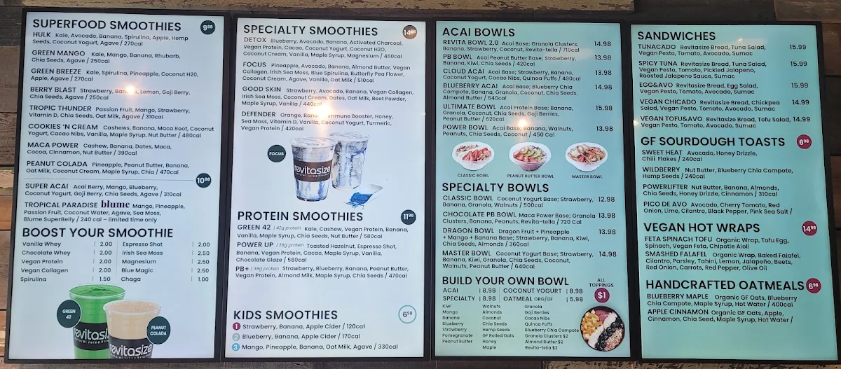 Menu, Revitasize - Markham