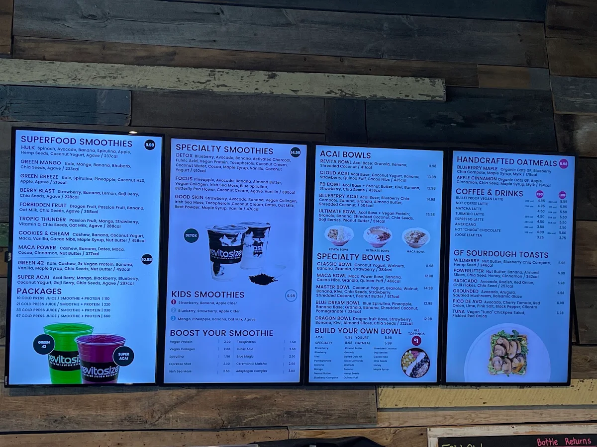 Menu, Revitasize - Markham