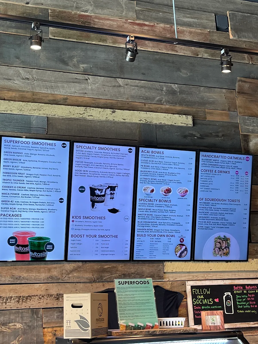 Menu, Revitasize - Markham