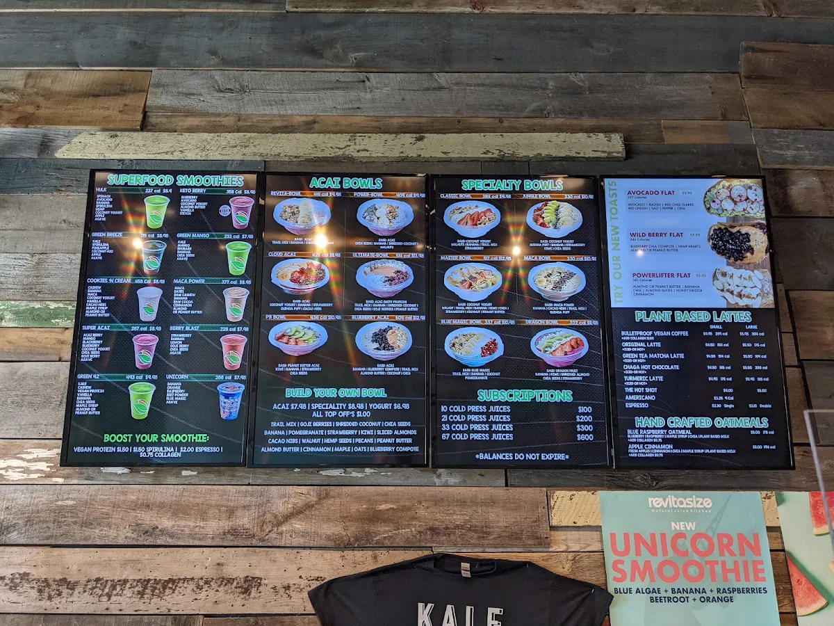 Menu, Revitasize - Markham
