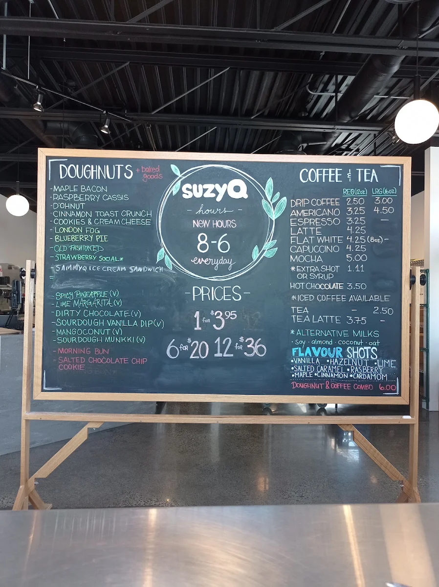 Menu, SuzyQ Doughnuts Bells Corners