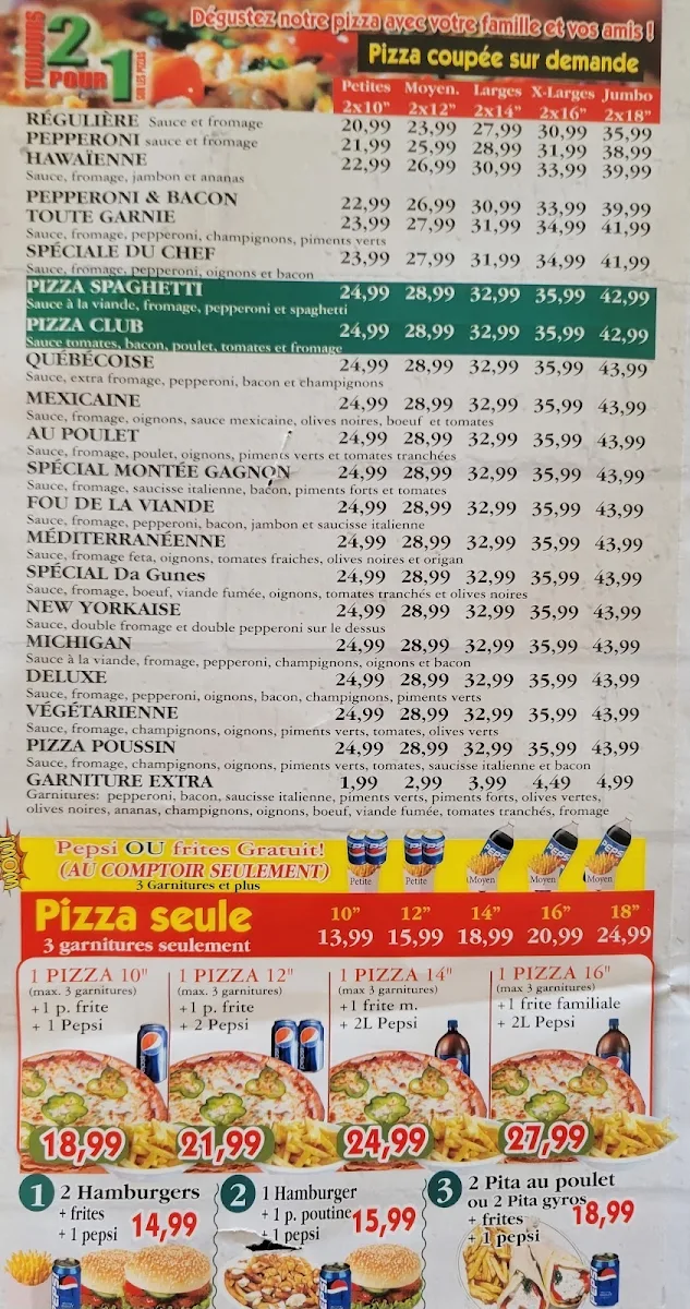 Menu, Restaurant Da Gunes