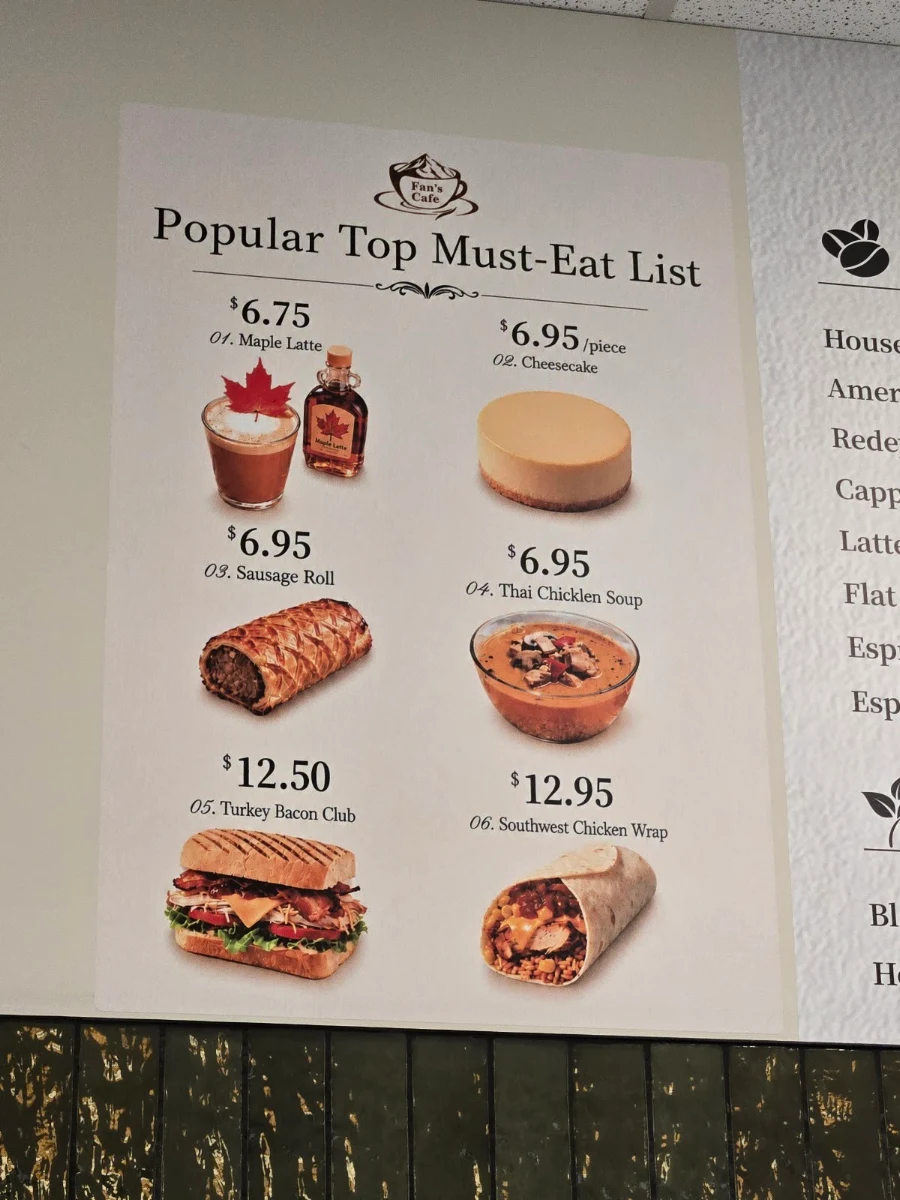 Menu, Fan’s Cafe
