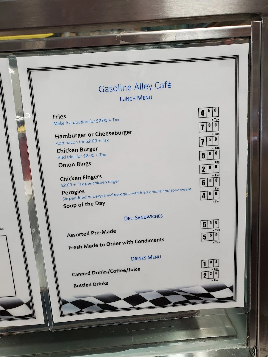 Menu, Gasoline Alley Café by Abas Catering
