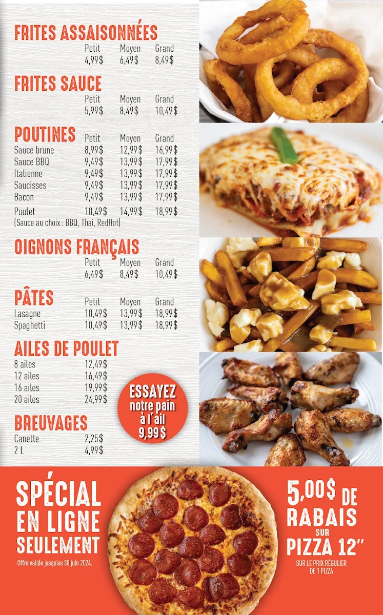 Menu, Urbaine Pizza (2 Pour 1 Pizzas)