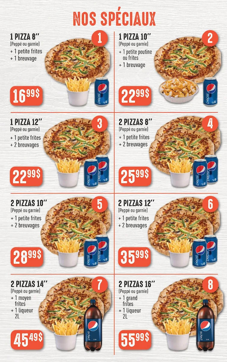 Menu, Urbaine Pizza (2 Pour 1 Pizzas)