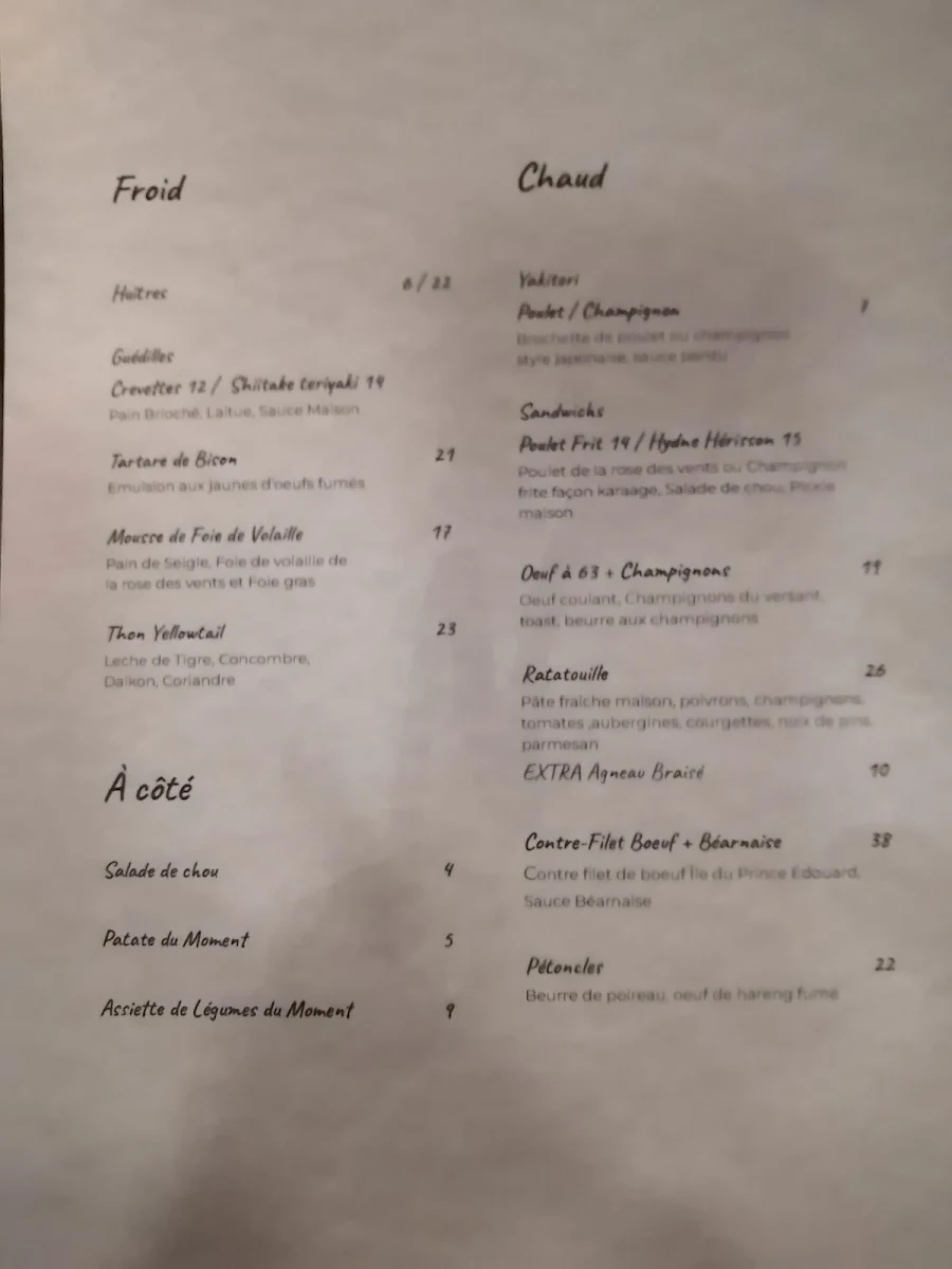 Menu, Restaurant Normal