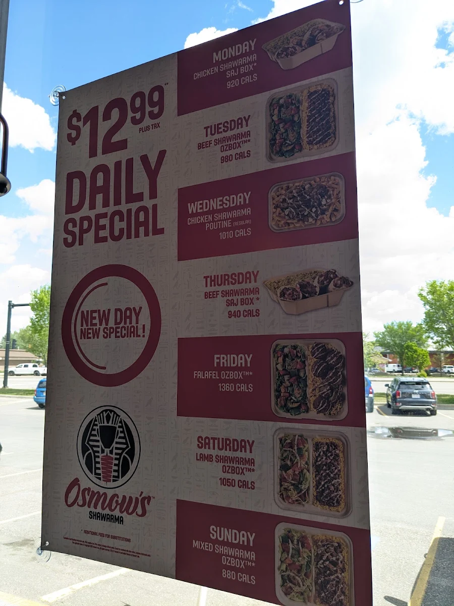 Menu, Osmow's Shawarma
