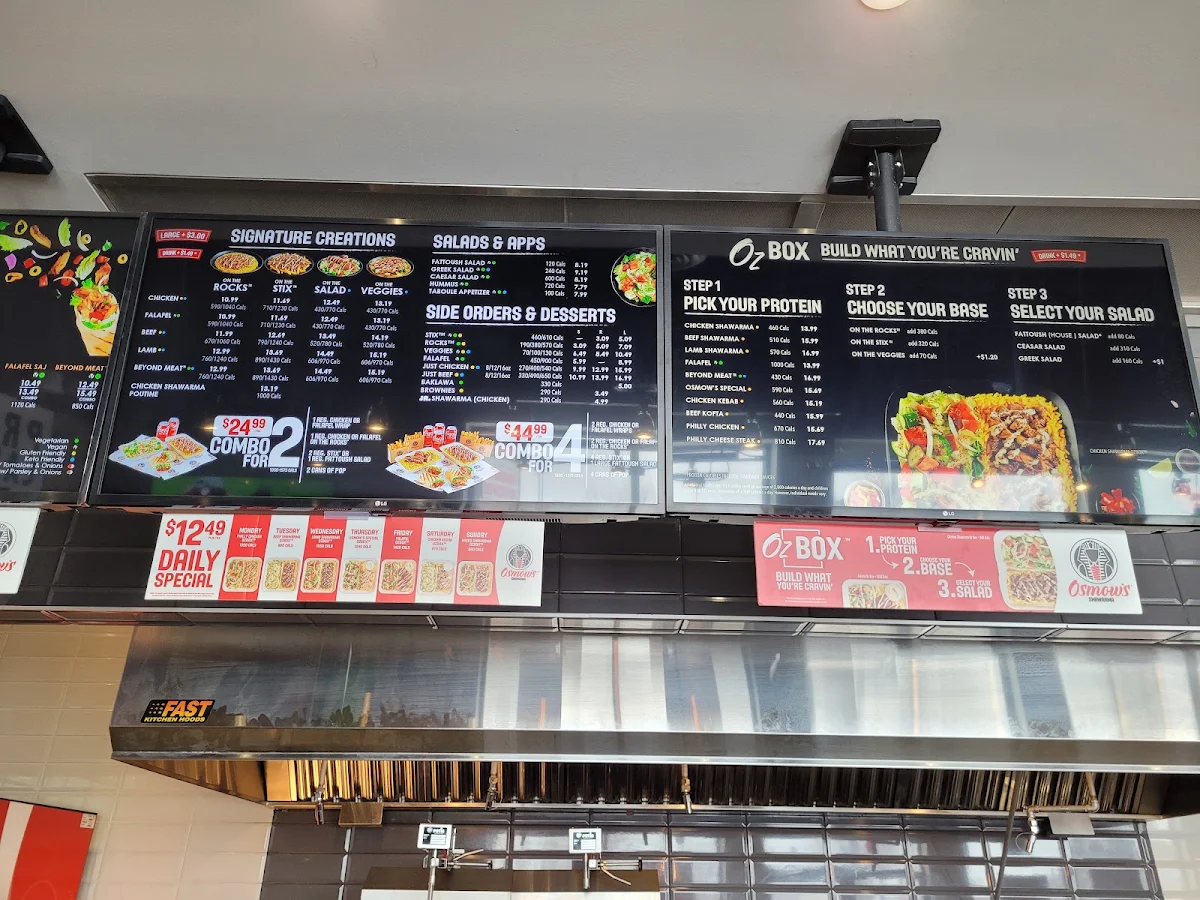 Menu, Osmow's Shawarma
