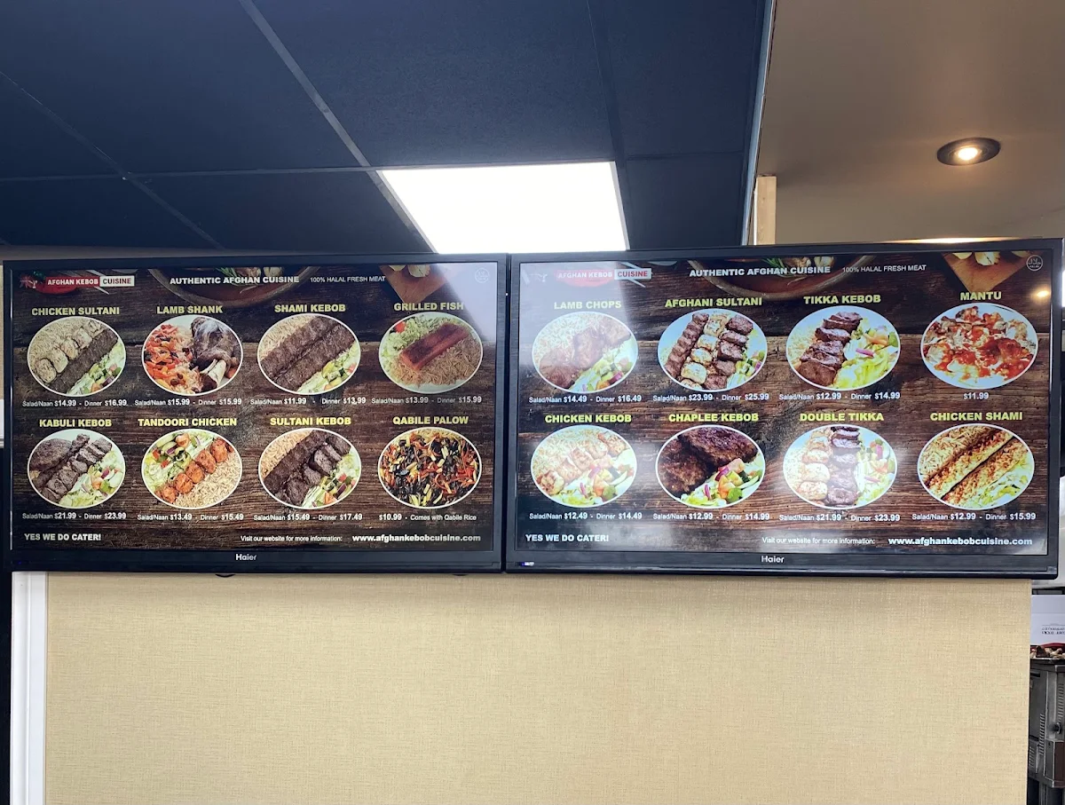 Menu, Afghan Kebob Cuisine & Catering Services