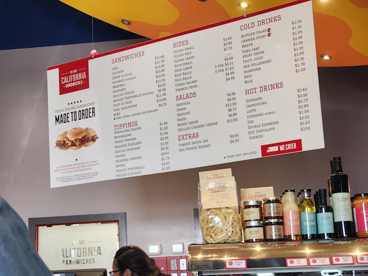 Menu, California Sandwiches