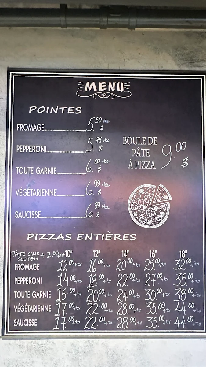 Menu, Pizza Mia