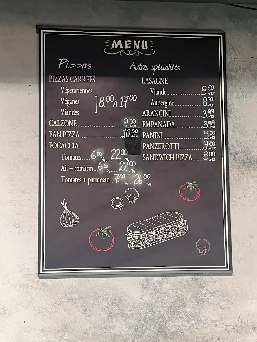 Menu, Pizza Mia