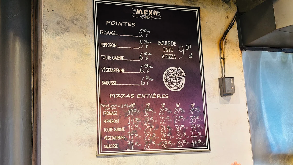 Menu, Pizza Mia