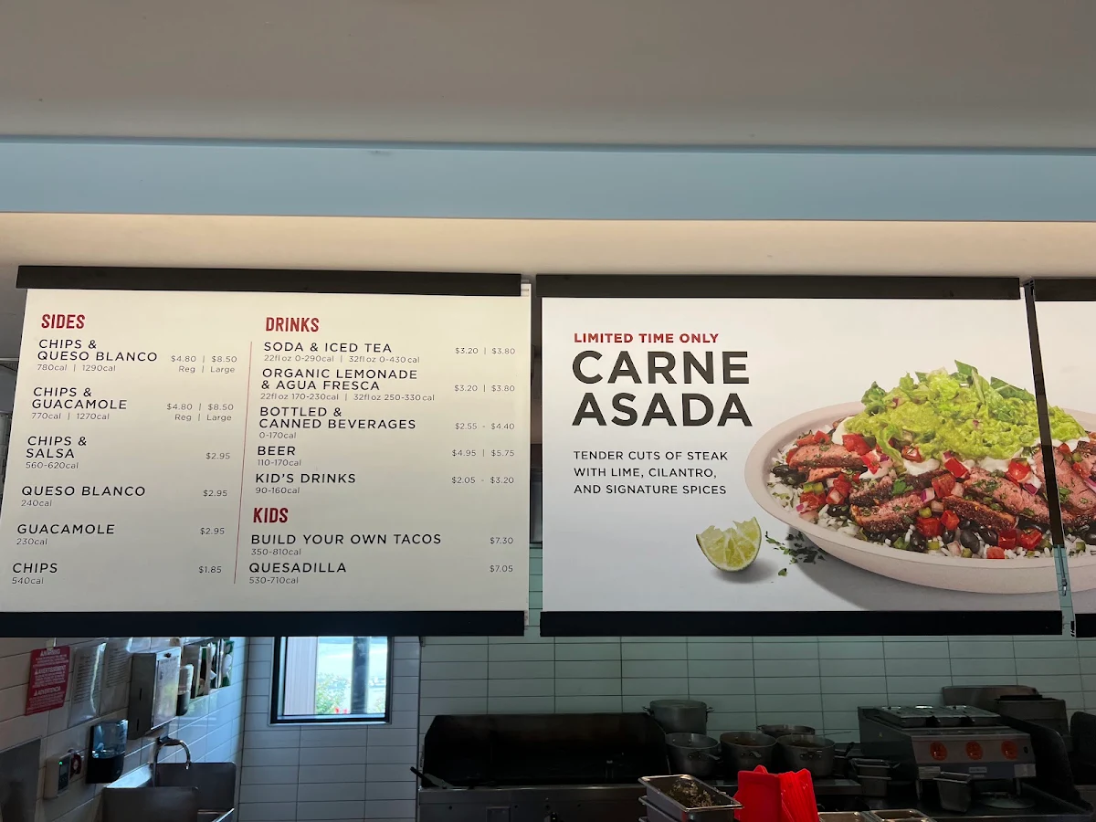 Menu, Chipotle Mexican Grill