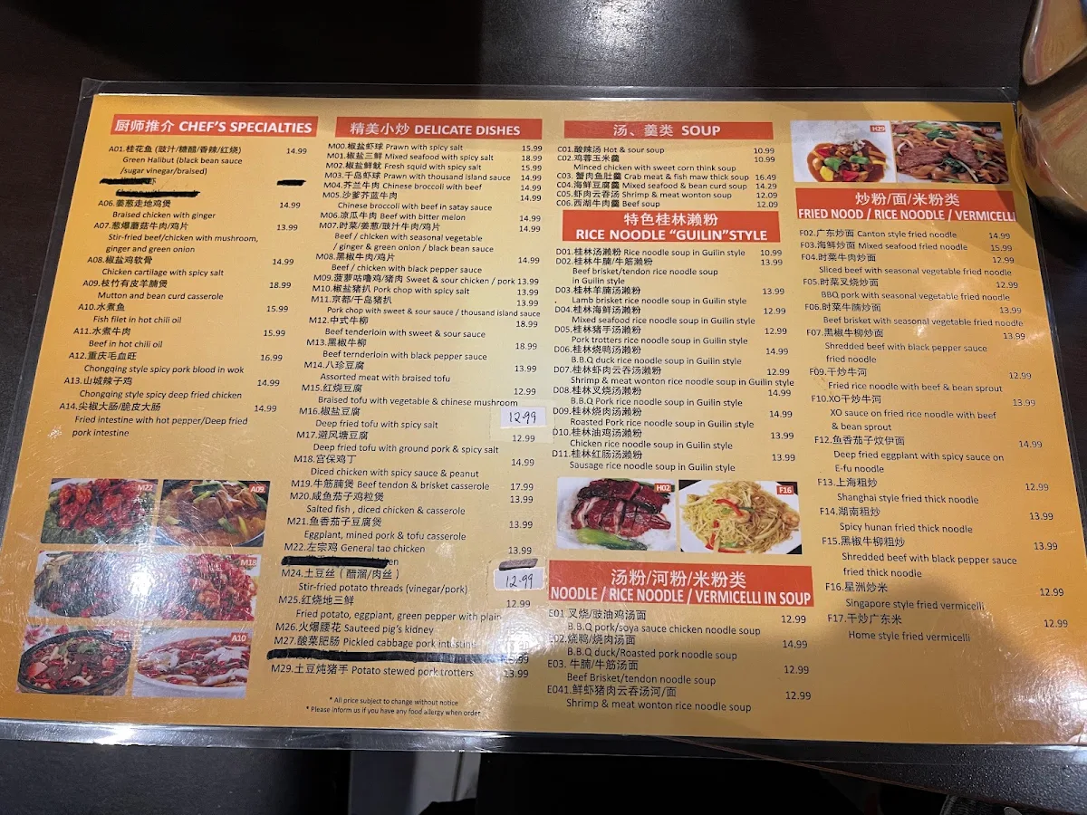 Menu, New K&H BBQ Restaurant