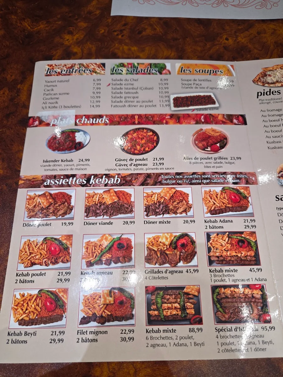 Menu, Maison Istanbul