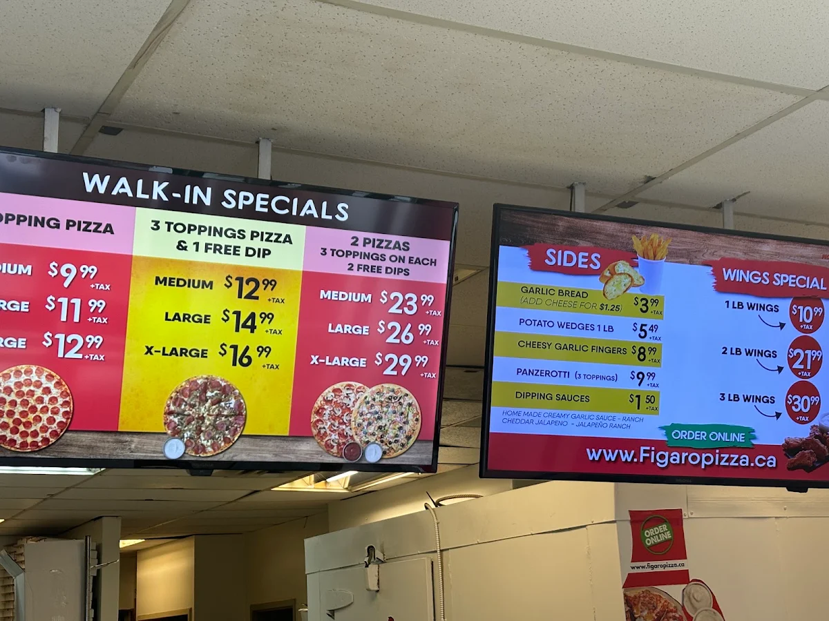 Menu, Figaro's Pizza Waterloo