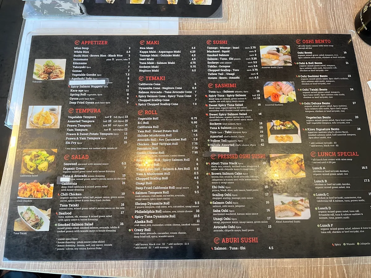 Menu, Ki Isu Japanese Restaurant