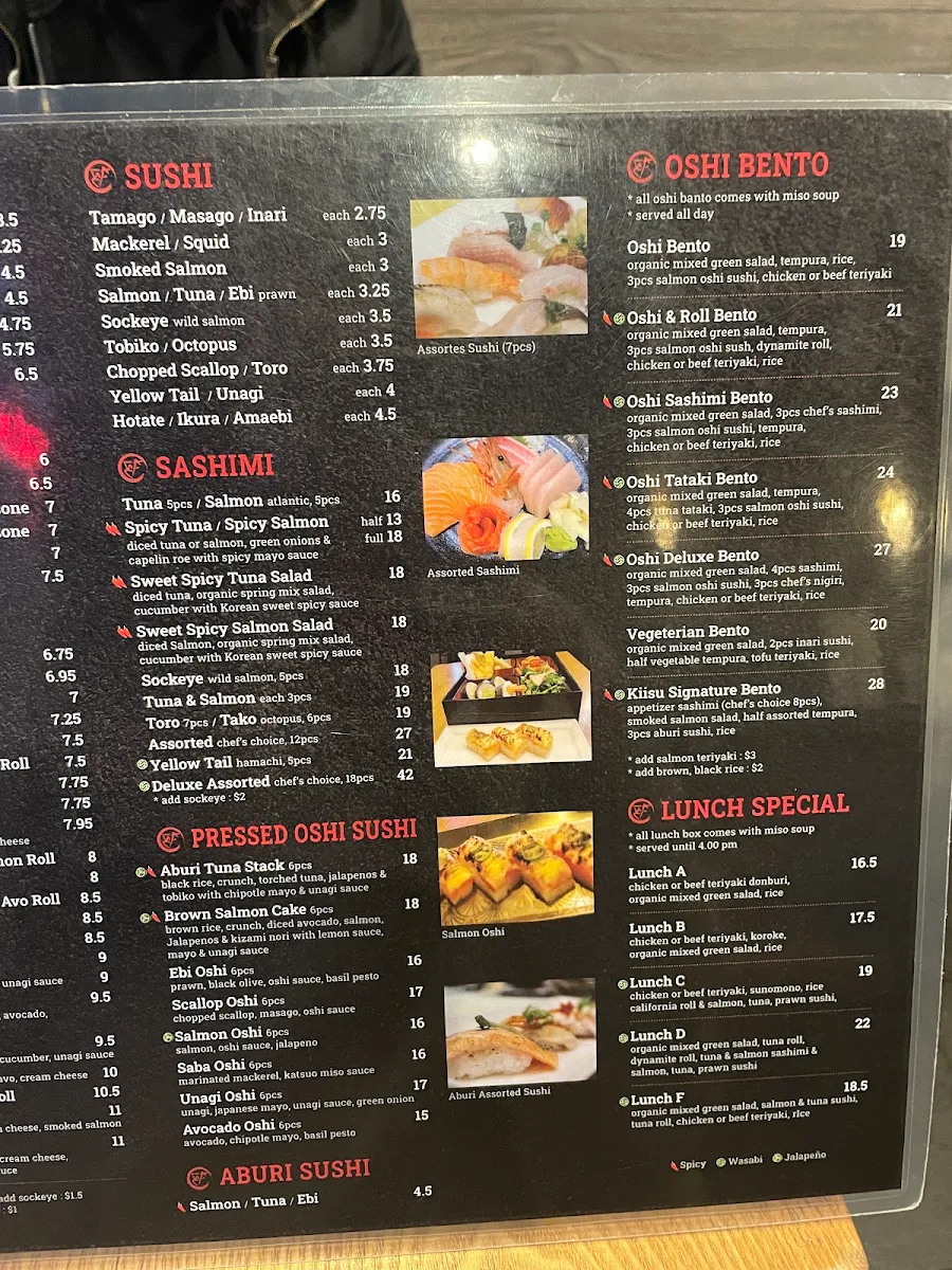 Menu, Ki Isu Japanese Restaurant