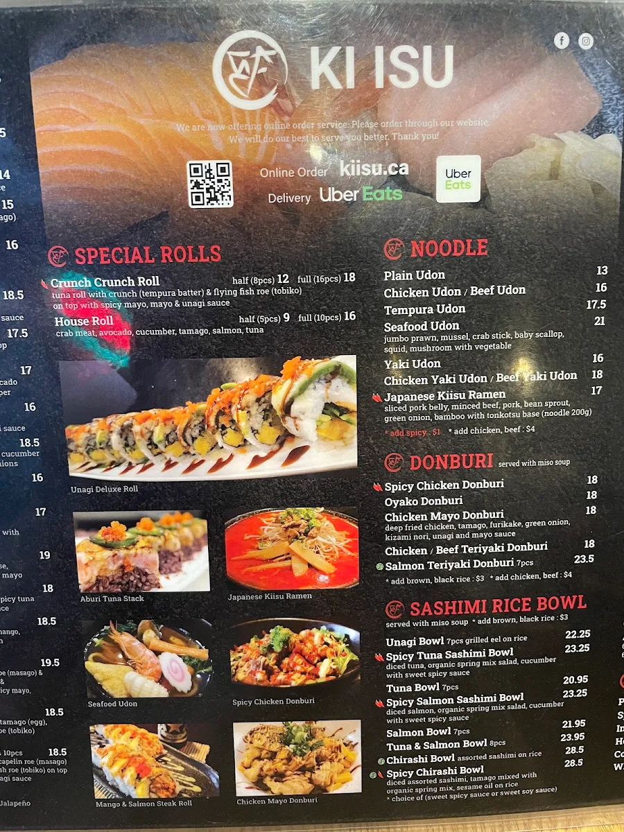 Menu, Ki Isu Japanese Restaurant
