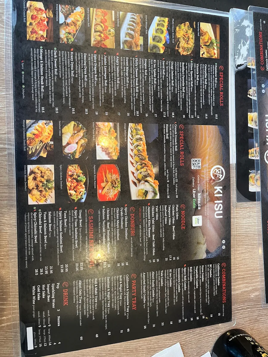 Menu, Ki Isu Japanese Restaurant