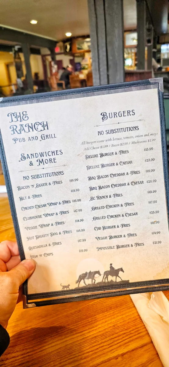 Menu, Ranch Bar & Grill