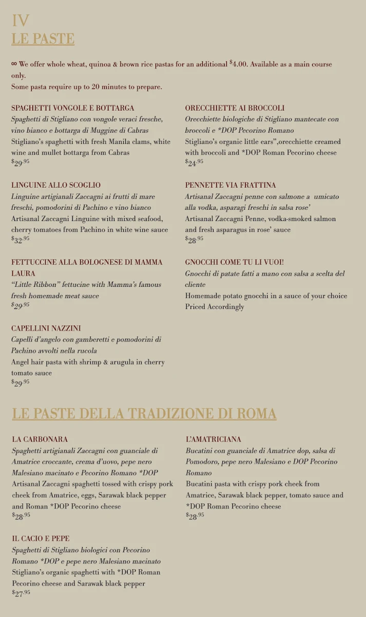 Menu, Ristorante Sotto Sotto