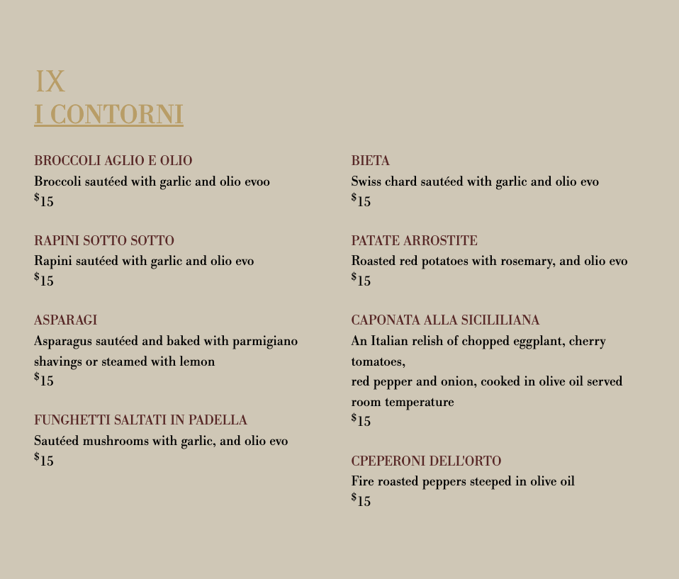 Menu, Ristorante Sotto Sotto
