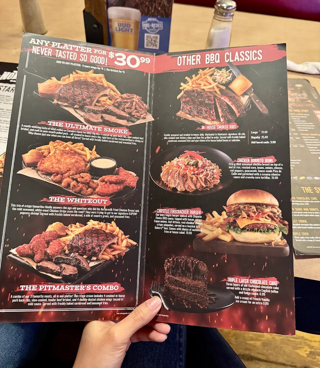 Menu, Montana’s BBQ & Bar
