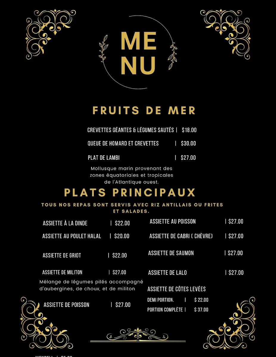 Menu, Sucre d'Or Devel