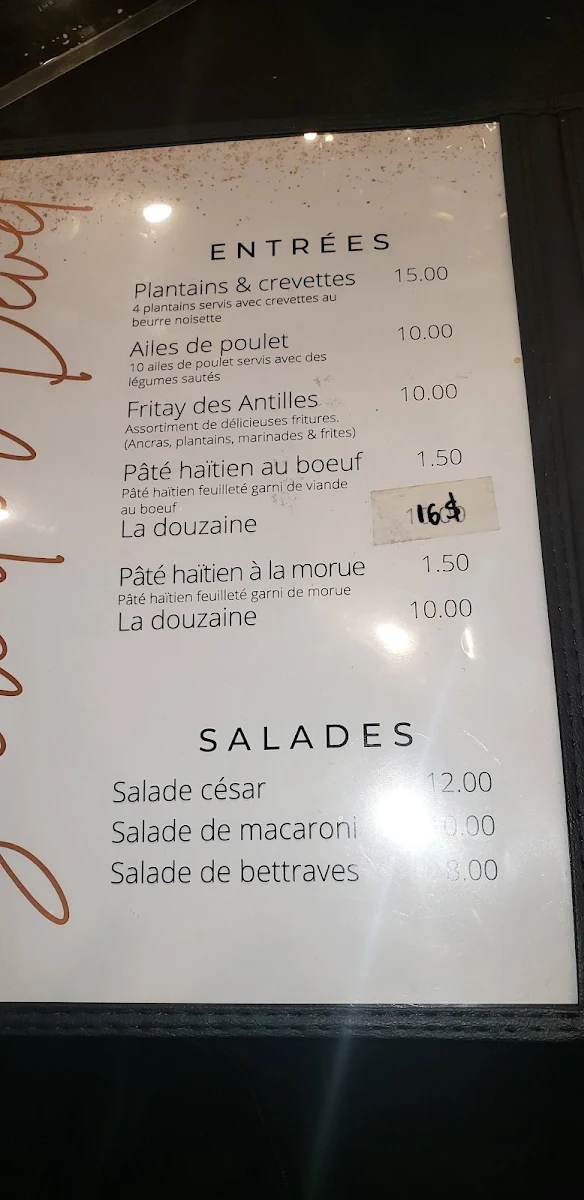 Menu, Sucre d'Or Devel