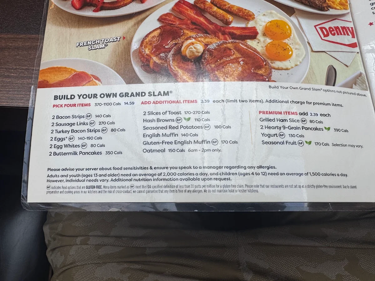 Menu, Denny's Restaurant Colwood
