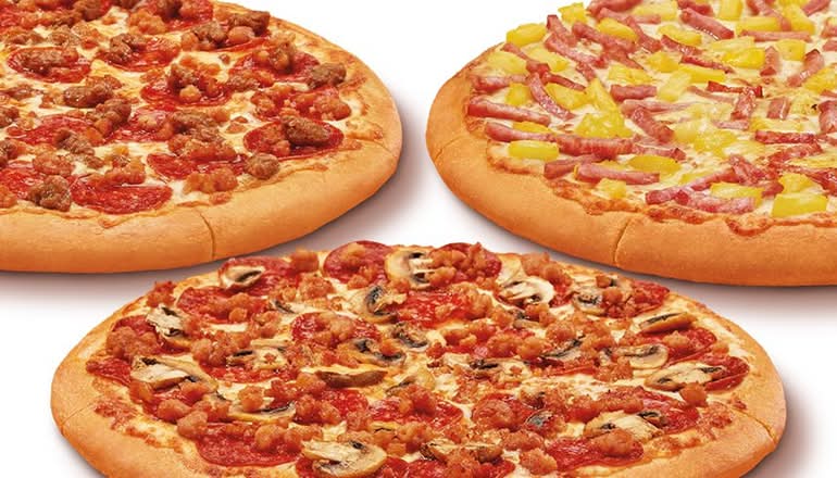 Three Large Pizzas
