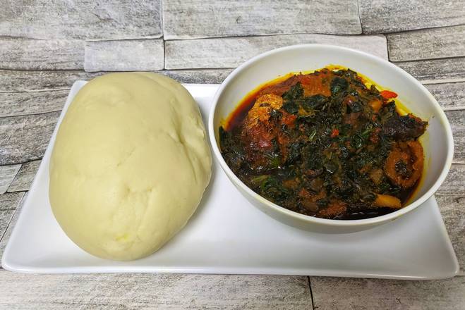 vegetable( Efo riro) and poundo