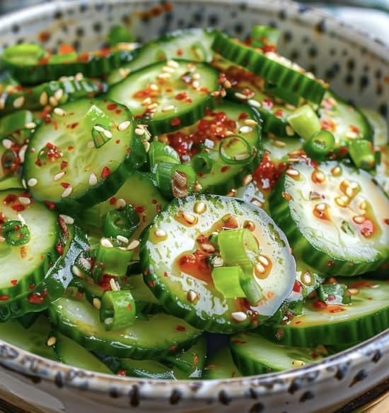Korean style Cucumber Salad  8oz ( laced with garlic and basil)