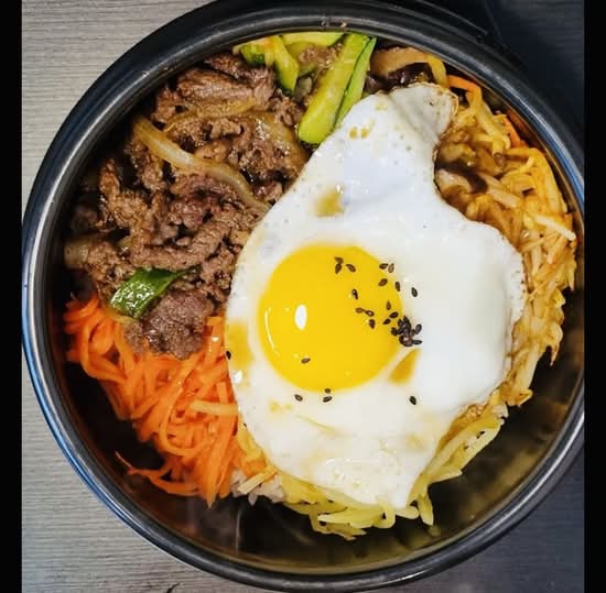 Bibimbap ( Korean-styled veggie meat and rice bowl)